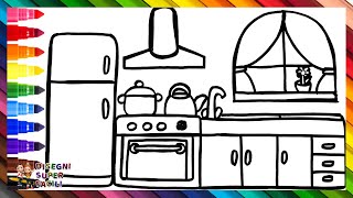 Disegna e Colora una Cucina 🏠🍳🥘🌼🌈 Disegni per Bambini [upl. by Brick292]