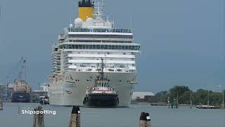 Costa Deliziosa  IMO 9398917  Departing Venice 4K [upl. by Cal]