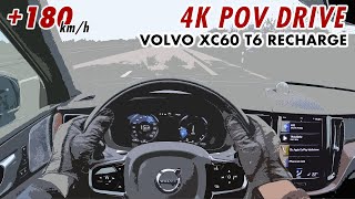 2021 VOLVO XC60 T6 Recharge PlugIn Hybrid 340 HP 4K POV TEST DRIVE Onboard Top Speed Autobahn 2021 [upl. by Joktan]