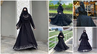 black colour abaya with burqa style  latest abaya design  modest abaya [upl. by Boleyn]