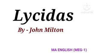 Lycidas by John Milton MEG01 British poetry  rosewoodmountainacademy3315 PulkitaRajput [upl. by Yllrebmik]