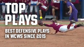 Top WCWS softball defensive plays since 2015 [upl. by Anerb]