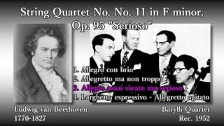 Beethoven String Quartet No 11 BarylliQ 1952 ベートーヴェン 弦楽四重奏曲第11番 バリリ四重奏団 [upl. by Luce]