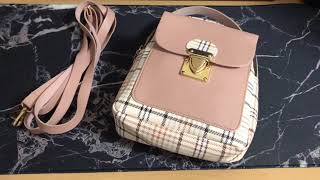 Making Shein Push Lock Plaid Bag Into A Backpack [upl. by Ahseikan49]