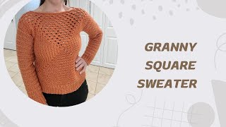 Lovare Crochet Granny Square Sweater  Crochet Granny Square Sweater [upl. by Pazice]