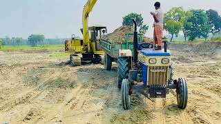 Swaraj Mahindra Sonalika Tractors Loading Sand by Jcb 3dx  Tractor Fully loaded trolley  Ep 283 [upl. by Felise]