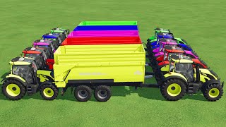 TRANSPORT JDEERE amp JCB amp CLASS amp MCCORMICK TRACTORS  CANOLA HARVEST w FLATBED TRAILER  FS 22 09 [upl. by Aribold]