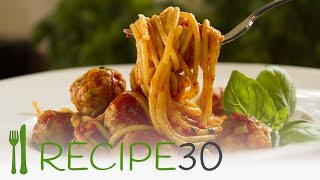 CHICKEN MEATBALLS SPAGHETTI  By wwwrecipe30com [upl. by Brittni]