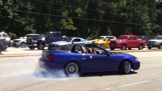 Mustang Week 2013  Pullouts Leaving Mall PART 2 Burnouts Power Slides Drifting and More [upl. by Elva]