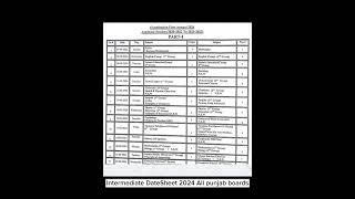 Date sheet of intermediate 2024  fsc date sheet 2024  first year date sheet foryou [upl. by Asiar]