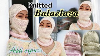 Knitted Balaclava  ski hat  hoody hat  face mask using addiexpress [upl. by Entirb]