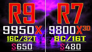 RYZEN 7 9800X3D vs RYZEN 9 9950X  PC GAMES TEST [upl. by Reggi474]