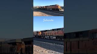 BNSF Stack Train Weaving Down Cajon Pass at Walker Horn Salute at Sunrise [upl. by Hahnke]