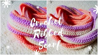 Crochet Easy Ribbed Scarf  DIY crochet Scarf Tutorial [upl. by Arzed]