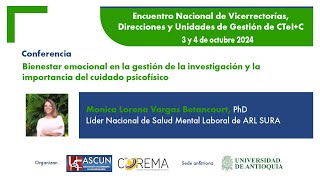 Bienestar emocional en la gestión de la investigación y la importancia del cuidado psicofísico [upl. by Blythe]