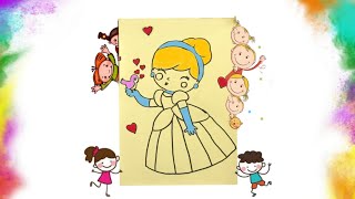 Sand painting coloring CINDERELLA for kids  Drawing Disney Princess CINDERELLA Easy Sandy Drawing [upl. by Leuneb267]