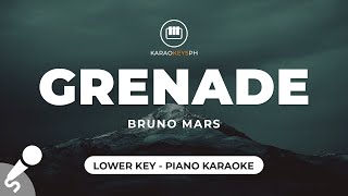 Grenade  Bruno Mars Lower Key  Piano Karaoke [upl. by Keefe]