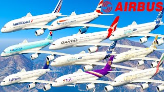 GTA V Airbus A380800 Airplanes Pack Take Off Test Flight Landing Gameplay [upl. by Attiuqehs]