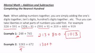 Mental Math  Adding and Subtracting by Completing the Nearest 100 [upl. by Nylegna]