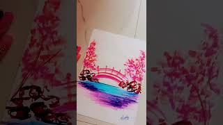 🌈 🌉🦋🦋🦋 🌺🌺 brush pen sketching ✒colour colouring colourful sketching [upl. by Tija]