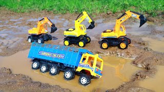 Powerfull Dumper Truck Accident Mud Road Pulling Out Jcb Bus Monster Truck  cartoon video  CS Toy [upl. by Anerrol]