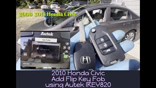 Xhorse Remote Cloud Recognition Failed 2010 Civic Add Program Flip key using Autek Ikey820 8th gen [upl. by Lejeune126]