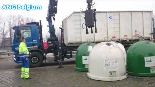 GLASCONTAINER LEEGMAKEN IN BREE Emptying Glass Recycle Bin by Van Gansewinkel in Houthalen Belgium [upl. by Holmun872]