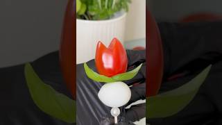 Tomato Tulip 🌷 fyp tomato cherrytomatoes tulips salad saladideas snack mozerella tips [upl. by Hgierb]