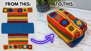 Crochet Pencil Case  Toiletry  Makeup Bag Tutorial  Brunaticality Crochet [upl. by Didi]