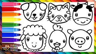 Disegnare E Colorare Simpatici Animali Della Fattoria 🐶🐱🐮🐑🐔🐷🌈 Disegni Per Bambini [upl. by Assyn928]