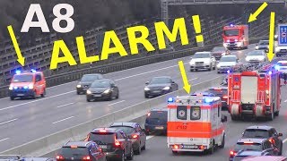 ALARM Einsatzfahrt Feuerwehr Feuerwache 5 Stuttgart Autobahn A8  fast perfekte Rettungsgasse [upl. by Sato]