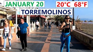 TORREMOLINOS BECHFRONT PROMENADE JANUARY 2024 MALAGA SPAIN [upl. by Innoc207]