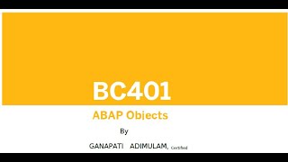 DEMO  OOABAPObjects Online Trainings GANAPATI ADIMULAMCertified [upl. by Salohci]