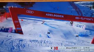 Lucas Braathen stürzt Unfall Adelboden 812021 [upl. by Anavoig]