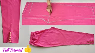 Very Easy Pant Trouser Cutting and stitching Womens Pant cutting and stitching  Palazzo Pant [upl. by Ytte961]