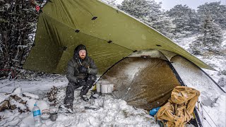 CAMPING In BLIZZARD  Snow and Ice STORM Tent Camping [upl. by Darby]