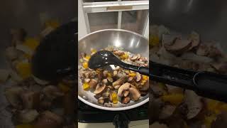 Sautéed mushrooms onions and yellow pepper with olive oil and garlic salt [upl. by Niggem97]