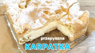 Najlepsza Karpatka  wysoka obłędnie pyszna 👌prosty przepis na dużą blachę 👍 idealne ciasto parzone [upl. by Enneyehc582]