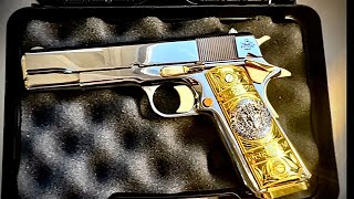 Custom Rock Island M1911 A1 High Polished Nickel Plated With Gold Accessories GI Standard FS 1911 [upl. by Flor424]