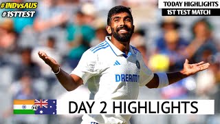 India vs Australia 1st Test 2024 Day 2 Full Highlights  Ind vs Aus 1st Test Day 2 Highlights 2024 [upl. by Aig778]