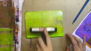 Gelli printing for the first time with acrylic paints [upl. by Kester]