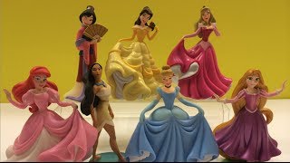 Disney Princess PlaySet Belle Rapunzel Ariel Pocahontas Cinderella Aurora Mulan [upl. by Robenia865]