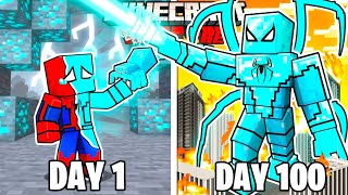 I Survived 100 Days as a Diamond Spiderman In Minecraft Hardcore [upl. by Tila674]