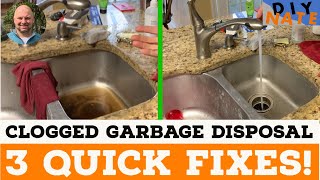 Clogged Kitchen Sink with Garbage Disposal How to Solve Quickly with 3 Easy Fixes  by DIYNate [upl. by Nnylaehs]