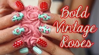 Bold Vintage Roses Nails [upl. by Amby566]