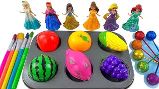 Satisfying Video I How to make Princess Lolipops in to Heart Pool AND Rainbow Painted Cutting ASMR [upl. by Lebana]