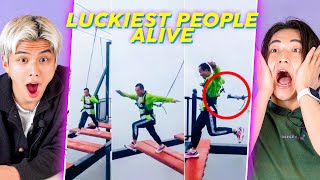 Koreans React To Luckiest People Caught On Camera [upl. by Sipple]