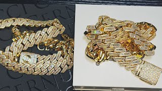 Cernucci 17mm Baguette Pronge Link Chain Compared To Driptalkjewelry 19mm Baguette Cuban Link Chain [upl. by Flynn307]