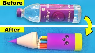 DIY Pencil box with water bottle  How to make cute pencil box from water bottle [upl. by Acacia]