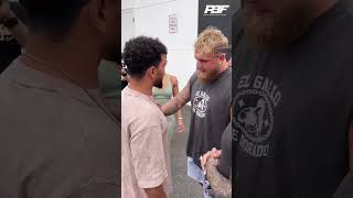 JAKE PAUL GETS GRABBED BY THE NECK BY INDIAN BOXER NEERAJ GOYAT Shorts [upl. by Aseefan990]